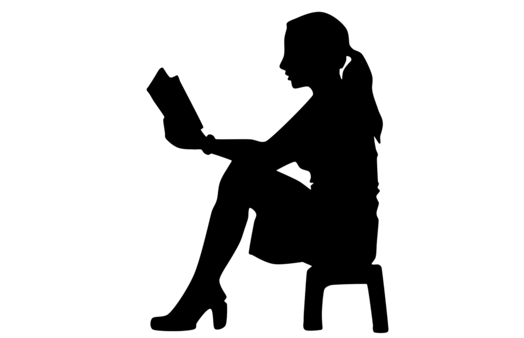 girl reading textbook